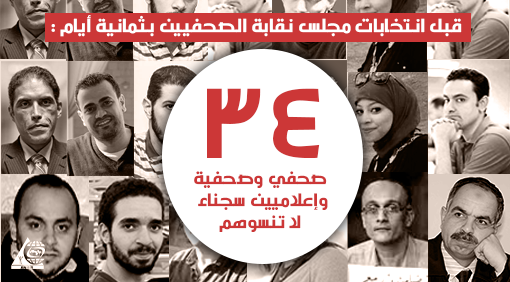 قبل انتخابات مجلس نقابة الصحفيين بثمانية أيام : 34 صحفي وصحفية وإعلاميين سجناء ، لا تنسوهم